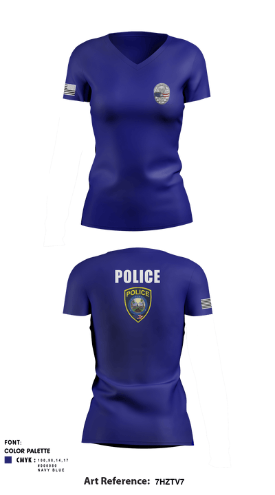 El Portal Police Department 22323429 Women's Short Sleeve V-neck Shirt - 2