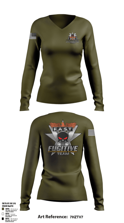Fugitive apprehension street team 83350124 Women's Long Sleeve V-neck Shirt - 1
