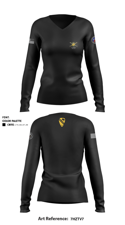 D CO, 3-227TH AHB, 1ACB, 1CD 23142996 Women's Long Sleeve V-neck Shirt - 1