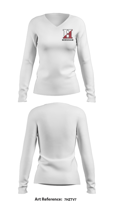 Hingham High School 58951537 Women's Long Sleeve V-neck Shirt - 3