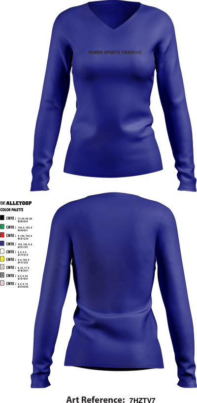 Venom Sports Training 59845358 Women's Long Sleeve V-neck Shirt - 4