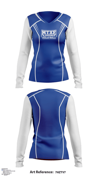 Women's Long Sleeve Vneck Shirt, Mtxe Juniors Volleyball Club, Women's Volleyball, Teamtime, Team time, sublimation, custom sports apparel, team uniforms, spirit wear, spiritwear, sports uniforms, custom shirts, team store, custom team store, fundraiser sports, apparel fundraiser