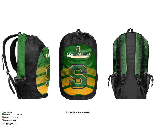 Gear Bag, Shorecrest Preparatory School Chargers, Women's Basketball, Teamtime, Team time, sublimation, custom sports apparel, team uniforms, spirit wear, spiritwear, sports uniforms, custom shirts, team store, custom team store, fundraiser sports, apparel fundraiser