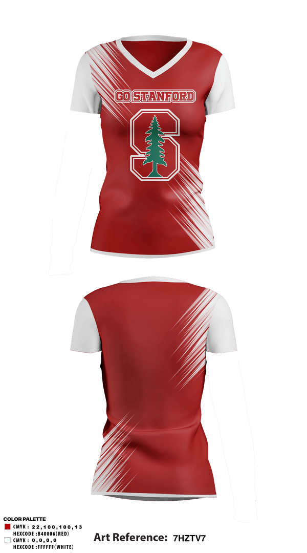 Women's Short Sleeve Vneck Shirt, Go Stanford, Spirit Store, Teamtime, Team time, sublimation, custom sports apparel, team uniforms, spirit wear, spiritwear, sports uniforms, custom shirts, team store, custom team store, fundraiser sports, apparel fundraiser