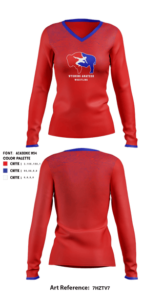 Women's Long Sleeve Vneck Shirt, Wyoming Amateur Wrestling Association, Wrestling, Teamtime, Team time, sublimation, custom sports apparel, team uniforms, spirit wear, spiritwear, sports uniforms, custom shirts, team store, custom team store, fundraiser sports, apparel fundraiser