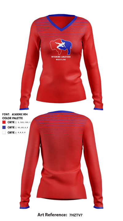 Wyoming Amateur Wrestling Association 77403720 Women's Long Sleeve V-neck Shirt - 1