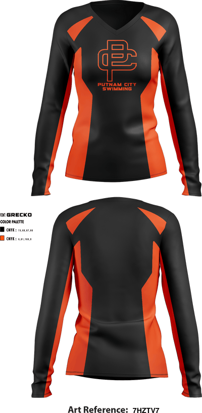 Putnam City High School Swimming 28895365 Women's Long Sleeve V-neck Shirt - 1