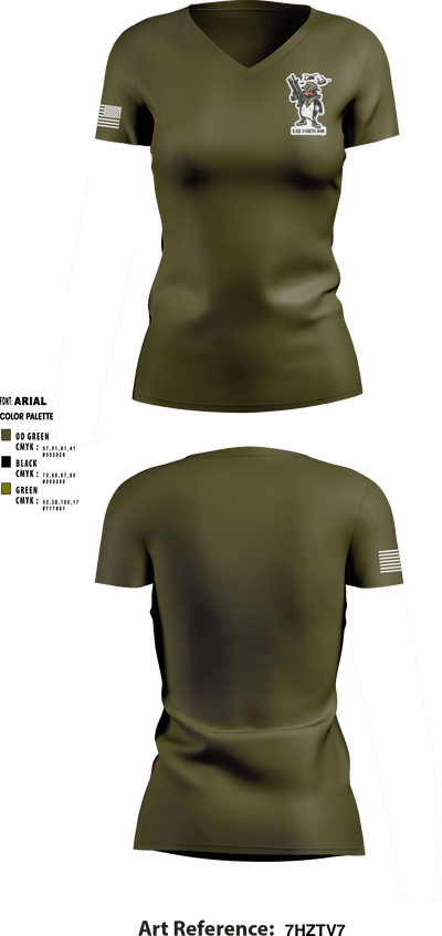 E CO. 1-106th 50945998 Women's Short Sleeve V-neck Shirt - 1