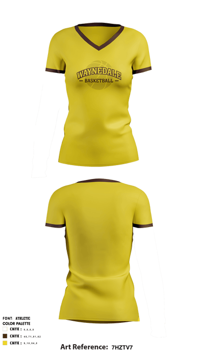 Waynedale High School Basketball 66944110 Women's Short Sleeve V-neck Shirt - 2