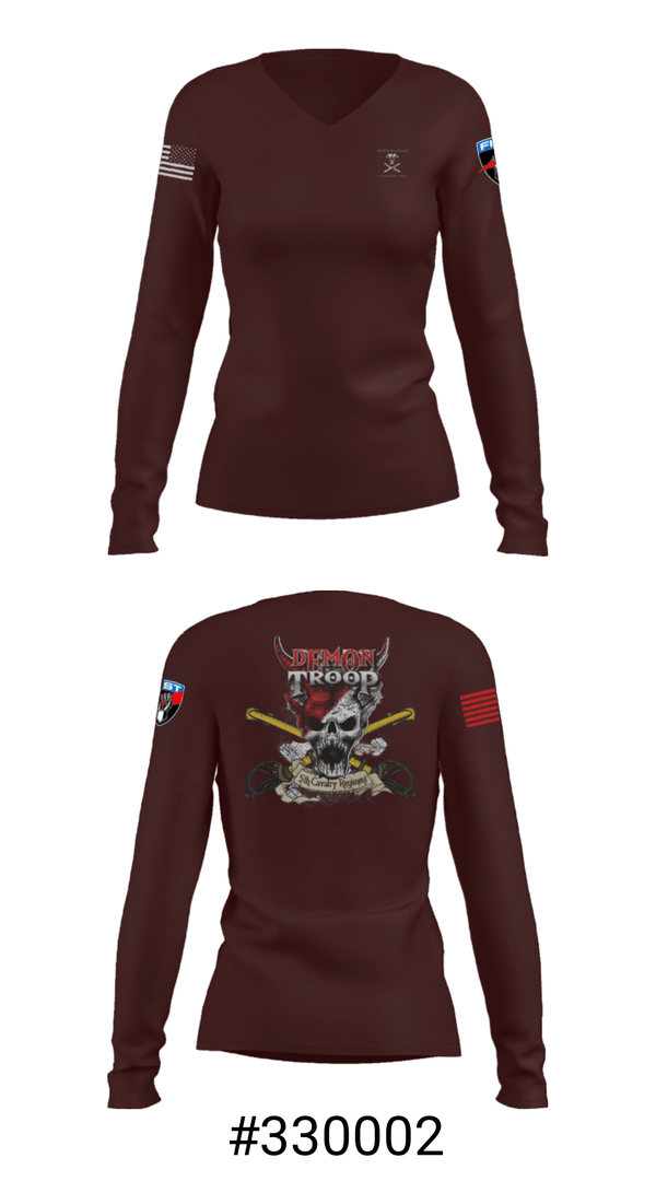 Women's Long Sleeve Vneck Shirt, , Army, Teamtime, Team time, sublimation, custom sports apparel, team uniforms, spirit wear, spiritwear, sports uniforms, custom shirts, team store, custom team store, fundraiser sports, apparel fundraiser