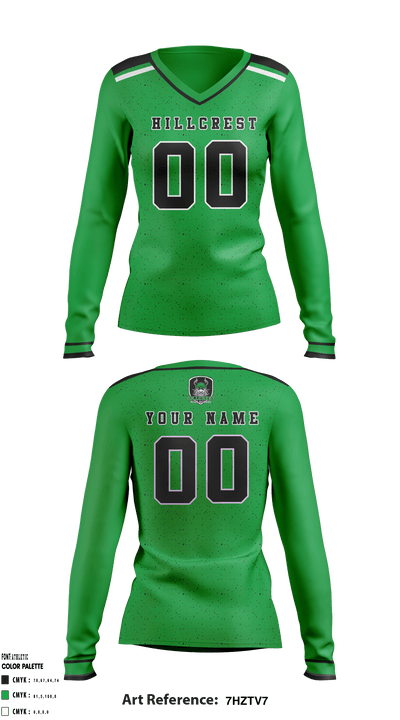Hillcrest High School Volleyball 19786680 Women's Long Sleeve V-neck Shirt - 2