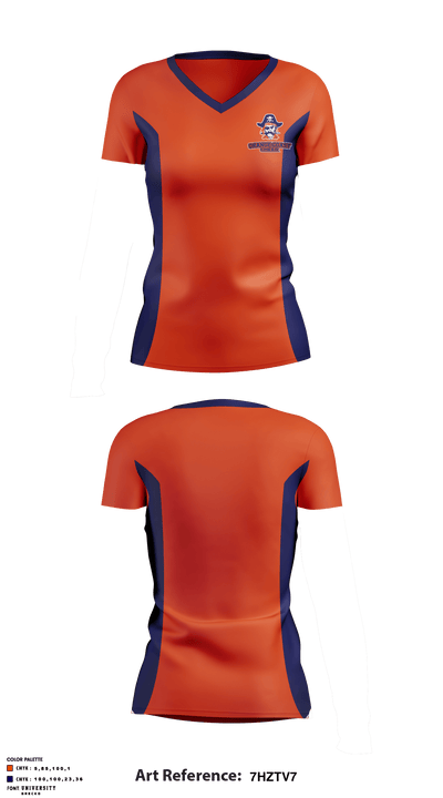 Orange Coast College Cheer 35245430 Women's Short Sleeve V-neck Shirt - 1