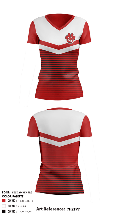 Colleyville Heritage High School Cheer 64869886 Women's Short Sleeve V-neck Shirt - 1