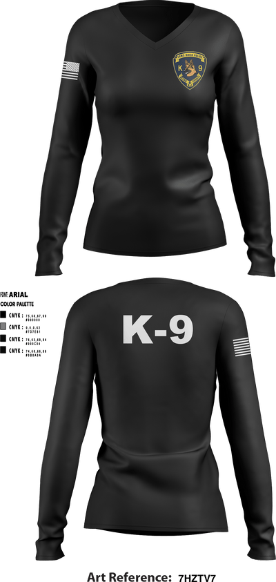 K9 1129861 Women's Long Sleeve V-neck Shirt - 8