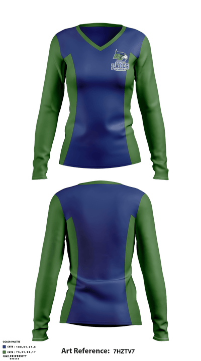 South Lakes High School Cheer 76591022 Women's Long Sleeve V-neck Shirt - 1