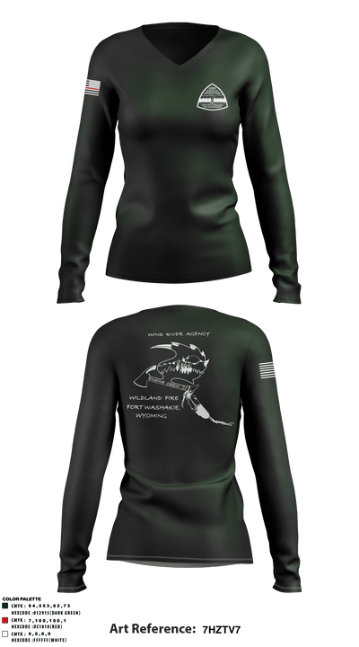Wind River Agency Fire & Forestry 75939115 Women's Long Sleeve V-neck Shirt - 1