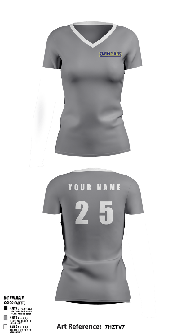 Women's Short Sleeve Vneck Shirt, Slammers FP, Softball, Teamtime, Team time, sublimation, custom sports apparel, team uniforms, spirit wear, spiritwear, sports uniforms, custom shirts, team store, custom team store, fundraiser sports, apparel fundraiser