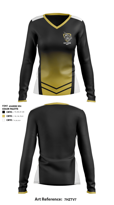 East Ridge High School Golf 26531632 Women's Long Sleeve V-neck Shirt - 1