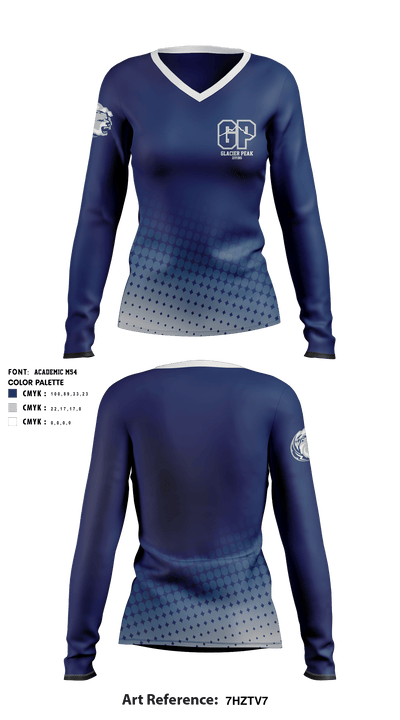 Glacier Peak High School Diving 28554471 Women's Long Sleeve V-neck Shirt - 1