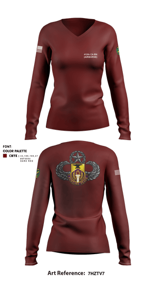 Women's Long Sleeve Vneck Shirt, 412TH CA BN, , Teamtime, Team time, sublimation, custom sports apparel, team uniforms, spirit wear, spiritwear, sports uniforms, custom shirts, team store, custom team store, fundraiser sports, apparel fundraiser
