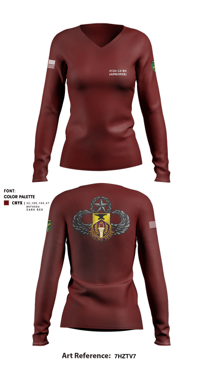 412TH CA BN 34721311 Women's Long Sleeve V-neck Shirt - 2