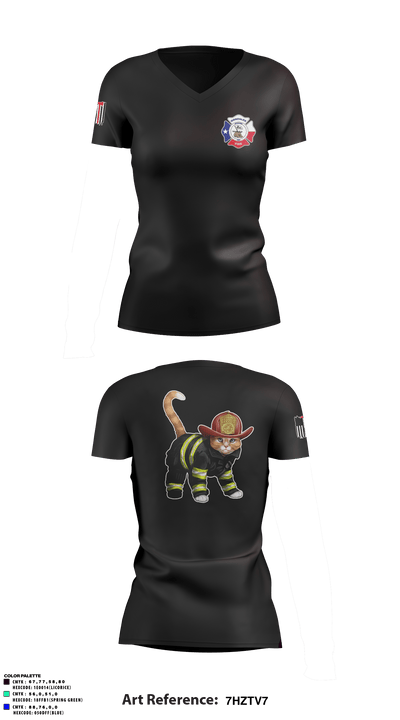 C-Shift Cool Cats 12896610 Women's Short Sleeve V-neck Shirt - 1