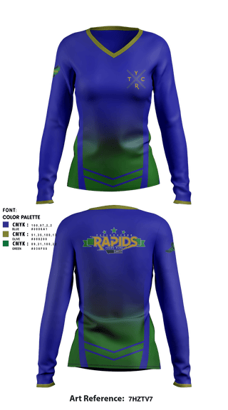 Women's Long Sleeve Vneck Shirt, Yellowstone Rapids Track, Track & Field, Teamtime, Team time, sublimation, custom sports apparel, team uniforms, spirit wear, spiritwear, sports uniforms, custom shirts, team store, custom team store, fundraiser sports, apparel fundraiser