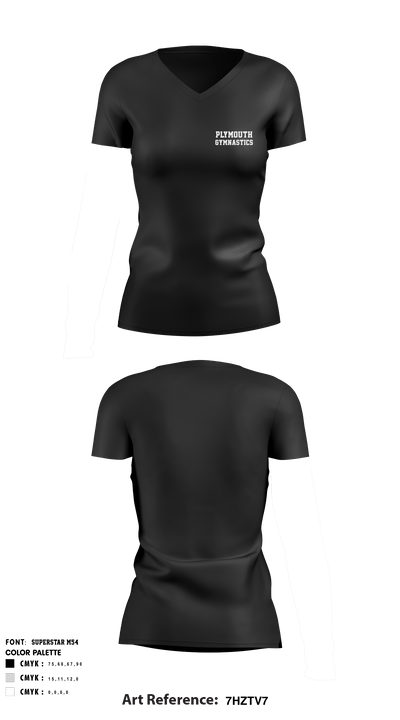 Plymouth Gymnastics 52029102 Women's Short Sleeve V-neck Shirt - 5