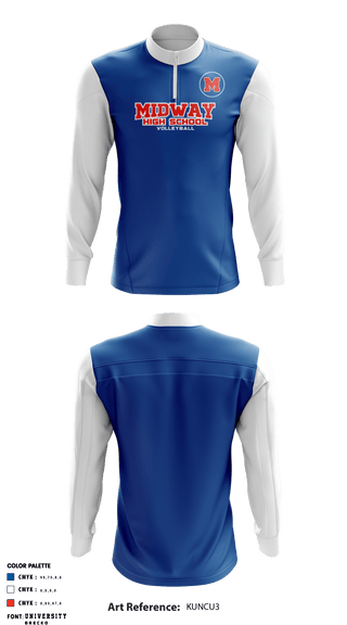 Quarter Zip Jacket, Midway High School Volleyball, Women's Volleyball, Teamtime, Team time, sublimation, custom sports apparel, team uniforms, spirit wear, spiritwear, sports uniforms, custom shirts, team store, custom team store, fundraiser sports, apparel fundraiser