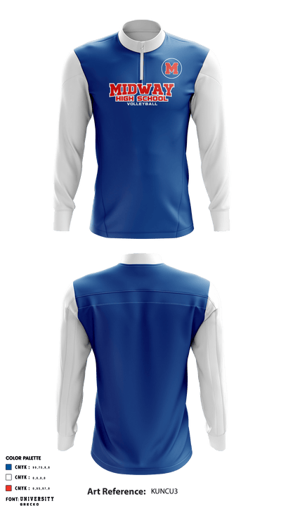Midway High School Volleyball 88338972 Quarter Zip Jacket - 1