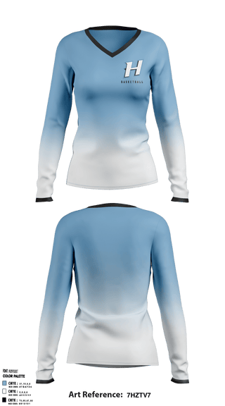Women's Long Sleeve Vneck Shirt, Huntingtown Girls Basketball, Women's Basketball, Teamtime, Team time, sublimation, custom sports apparel, team uniforms, spirit wear, spiritwear, sports uniforms, custom shirts, team store, custom team store, fundraiser sports, apparel fundraiser