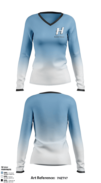 Huntingtown Girls Basketball 50634737 Women's Long Sleeve V-neck Shirt - 4