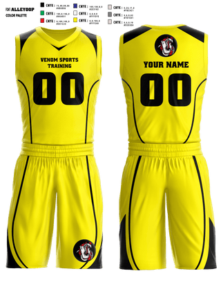 Basketball Uniform, Venom Sports Training, Men's Basketball, Teamtime, Team time, sublimation, custom sports apparel, team uniforms, spirit wear, spiritwear, sports uniforms, custom shirts, team store, custom team store, fundraiser sports, apparel fundraiser