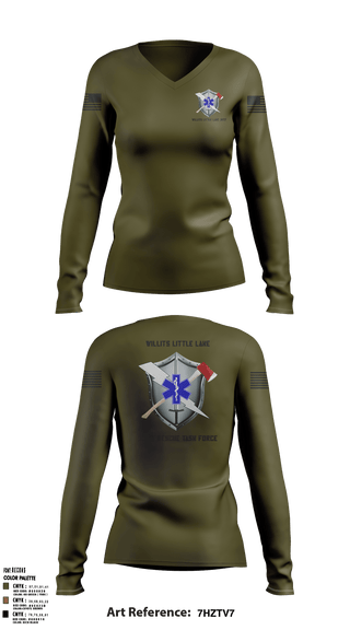 Women's Long Sleeve Vneck Shirt, Willits Little Lake JRTF, Police, Teamtime, Team time, sublimation, custom sports apparel, team uniforms, spirit wear, spiritwear, sports uniforms, custom shirts, team store, custom team store, fundraiser sports, apparel fundraiser