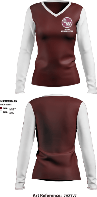 Women's Long Sleeve Vneck Shirt, Canal Winchester High School, Spirit Store, Teamtime, Team time, sublimation, custom sports apparel, team uniforms, spirit wear, spiritwear, sports uniforms, custom shirts, team store, custom team store, fundraiser sports, apparel fundraiser