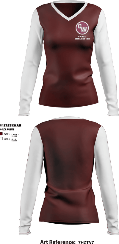 Canal Winchester High School 4088567 Women's Long Sleeve V-neck Shirt - 1