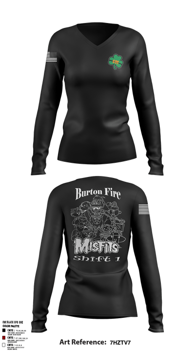 Burton Fire District Shift 1 94730632 Women's Long Sleeve V-neck Shirt - 2
