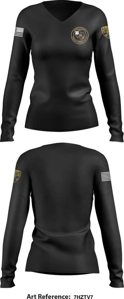 Nueces County District Attorney's Criminal Interdiction Unit 16542421 Women's Long Sleeve V-neck Shirt - 1