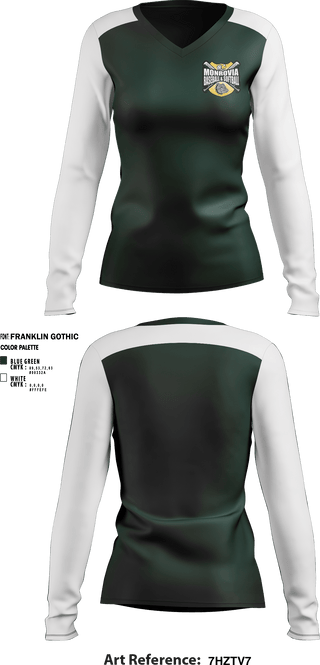 Women's Long Sleeve Vneck Shirt, Monrovia Youth Organized Baseball and Softball, Baseball, Teamtime, Team time, sublimation, custom sports apparel, team uniforms, spirit wear, spiritwear, sports uniforms, custom shirts, team store, custom team store, fundraiser sports, apparel fundraiser