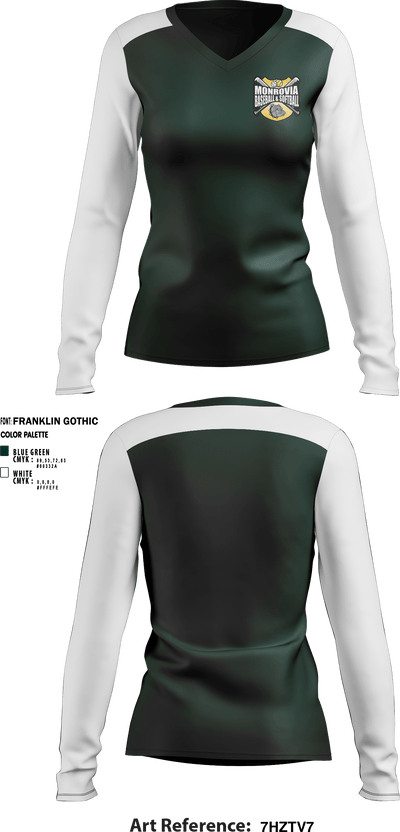 Monrovia Youth Organized Baseball and Softball 86858089 Women's Long Sleeve V-neck Shirt - 1