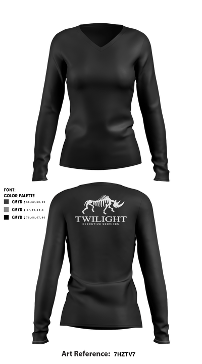 Twilight Executive Services 4698094 Women's Long Sleeve V-neck Shirt - 2