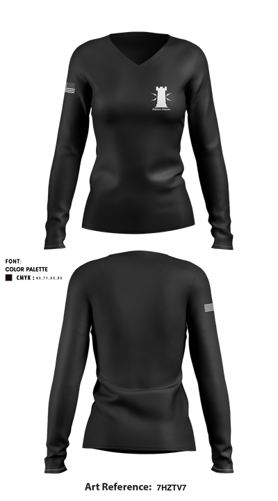 Utilities Platoon 49968912 Women's Long Sleeve V-neck Shirt - 1
