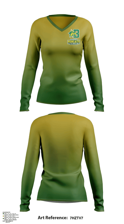 Bobcat Tennis 31904362 Women's Long Sleeve V-neck Shirt - 1