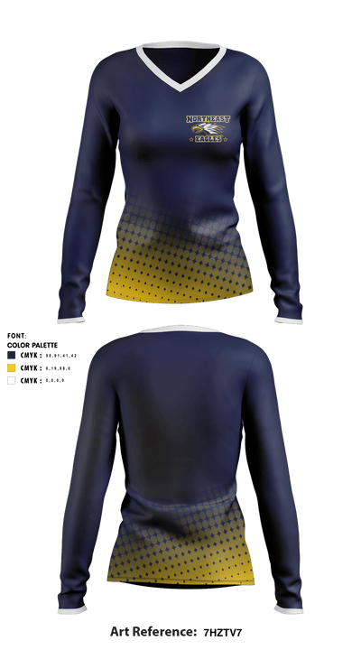 Northeast High School Swimming 60697061 Women's Long Sleeve V-neck Shirt - 1
