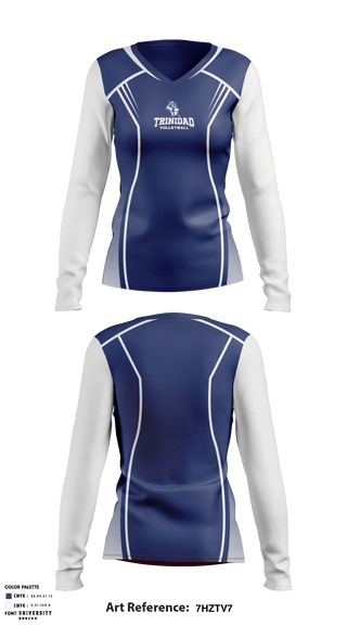 Women's Long Sleeve Vneck Shirt, Trinidad High School Volleyball, Women's Volleyball, Teamtime, Team time, sublimation, custom sports apparel, team uniforms, spirit wear, spiritwear, sports uniforms, custom shirts, team store, custom team store, fundraiser sports, apparel fundraiser