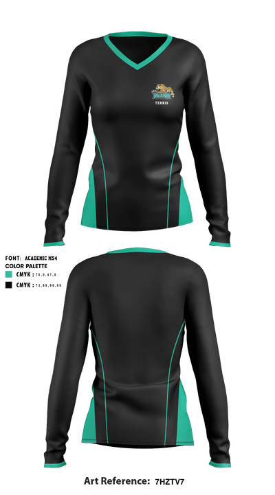 Glen Allen High School Tennis 78396465 Women's Long Sleeve V-neck Shirt - 2