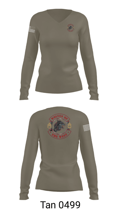 Wolves of the west 83450229 Women's Long Sleeve V-neck Shirt - 41