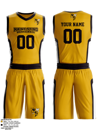 Basketball Uniform, Maine Sting Basketball, Men's Basketball, Teamtime, Team time, sublimation, custom sports apparel, team uniforms, spirit wear, spiritwear, sports uniforms, custom shirts, team store, custom team store, fundraiser sports, apparel fundraiser