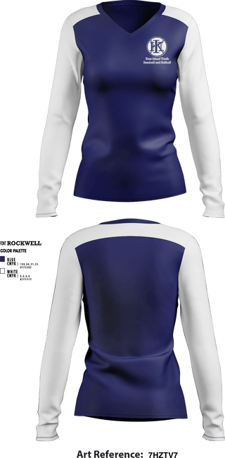 Women's Long Sleeve Vneck Shirt, Kent Island Youth Softball, Spirit Store, Teamtime, Team time, sublimation, custom sports apparel, team uniforms, spirit wear, spiritwear, sports uniforms, custom shirts, team store, custom team store, fundraiser sports, apparel fundraiser