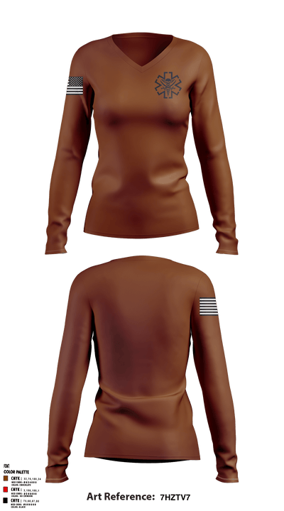 4/3 MED 67918910 Women's Long Sleeve V-neck Shirt - 1